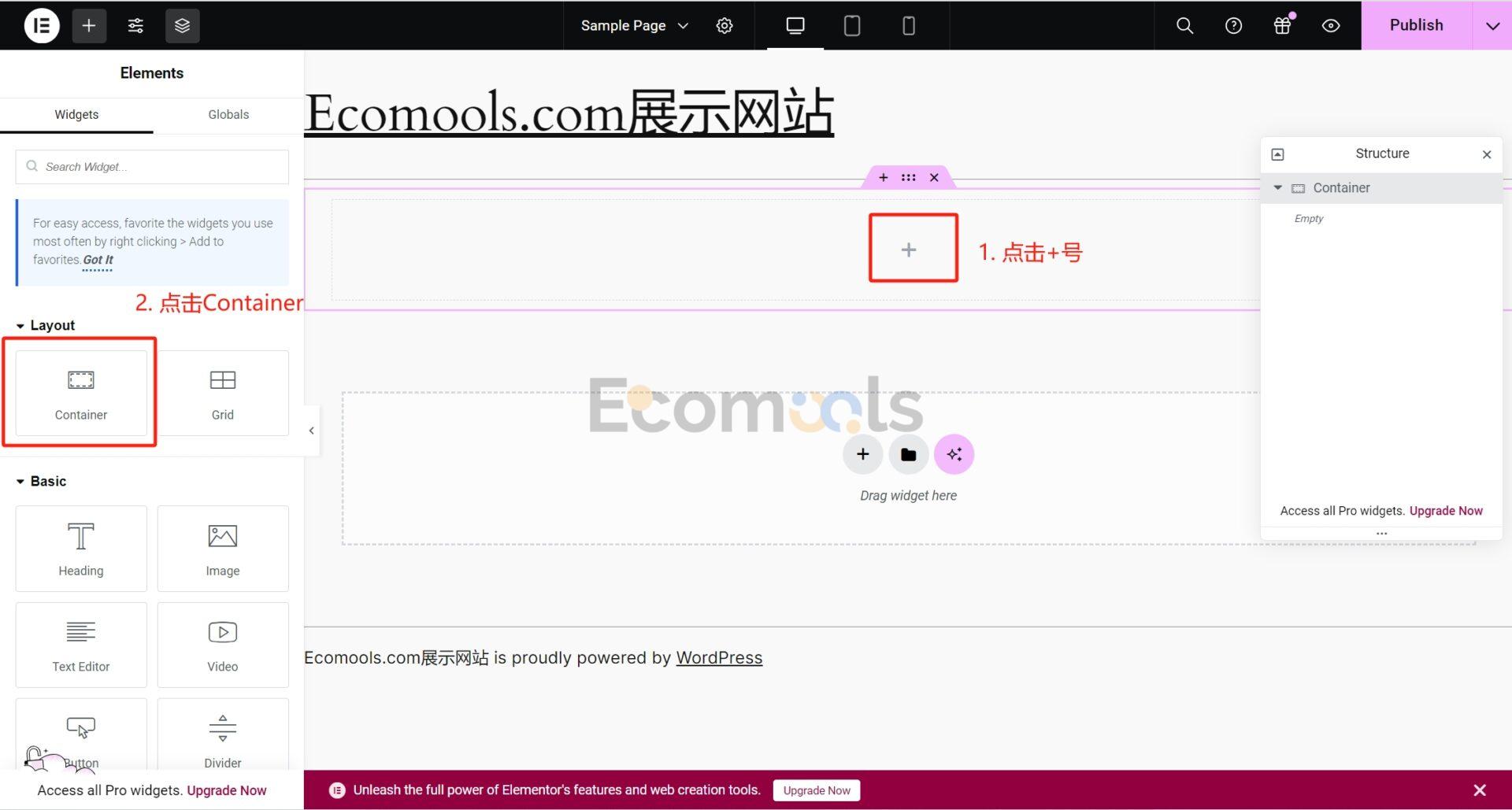 Elementor基础：Container（容器）和Layout（布局）详解