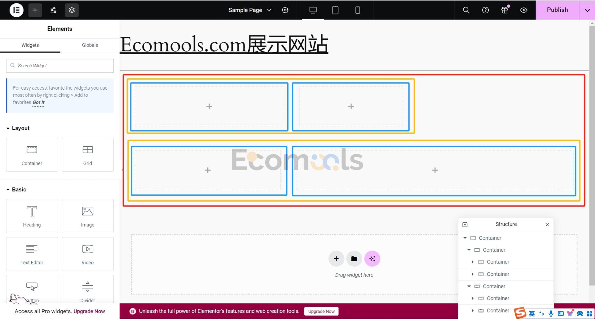 Elementor基础：Container（容器）和Layout（布局）详解