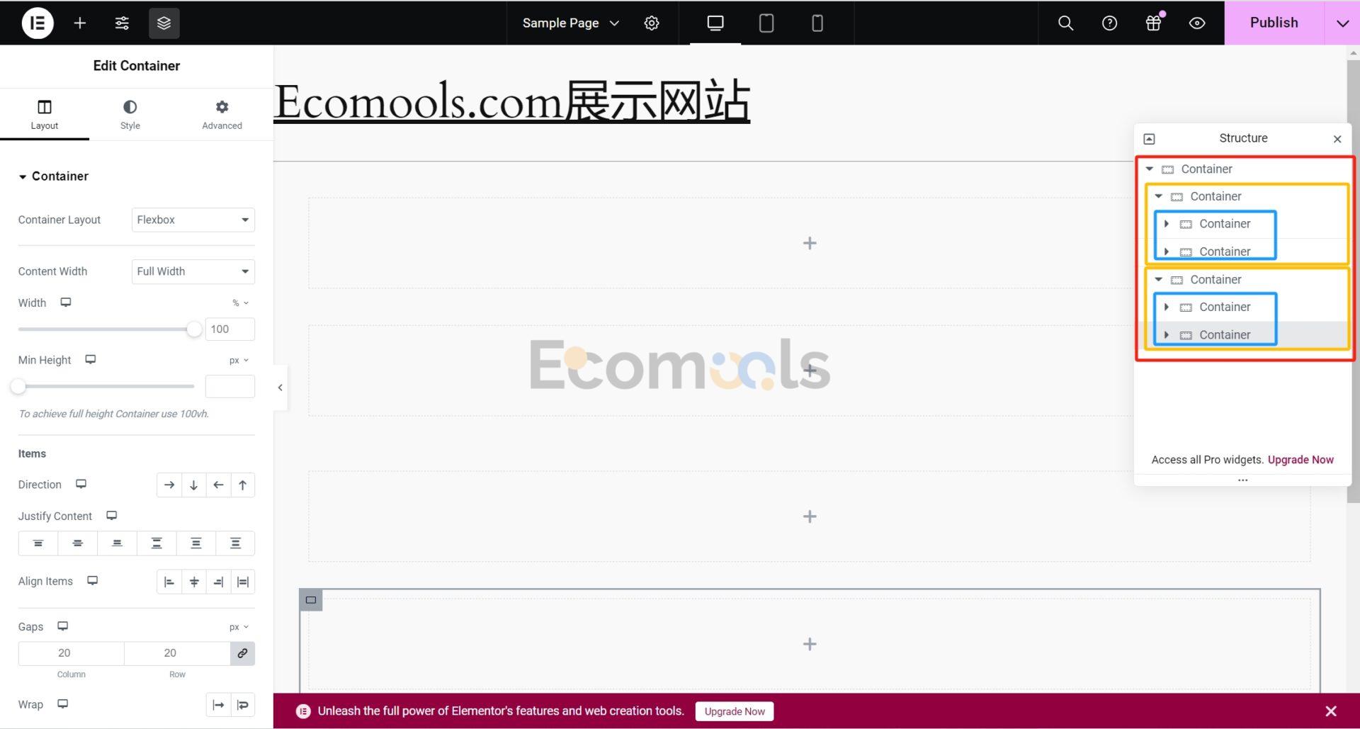 Elementor基础：Container（容器）和Layout（布局）详解
