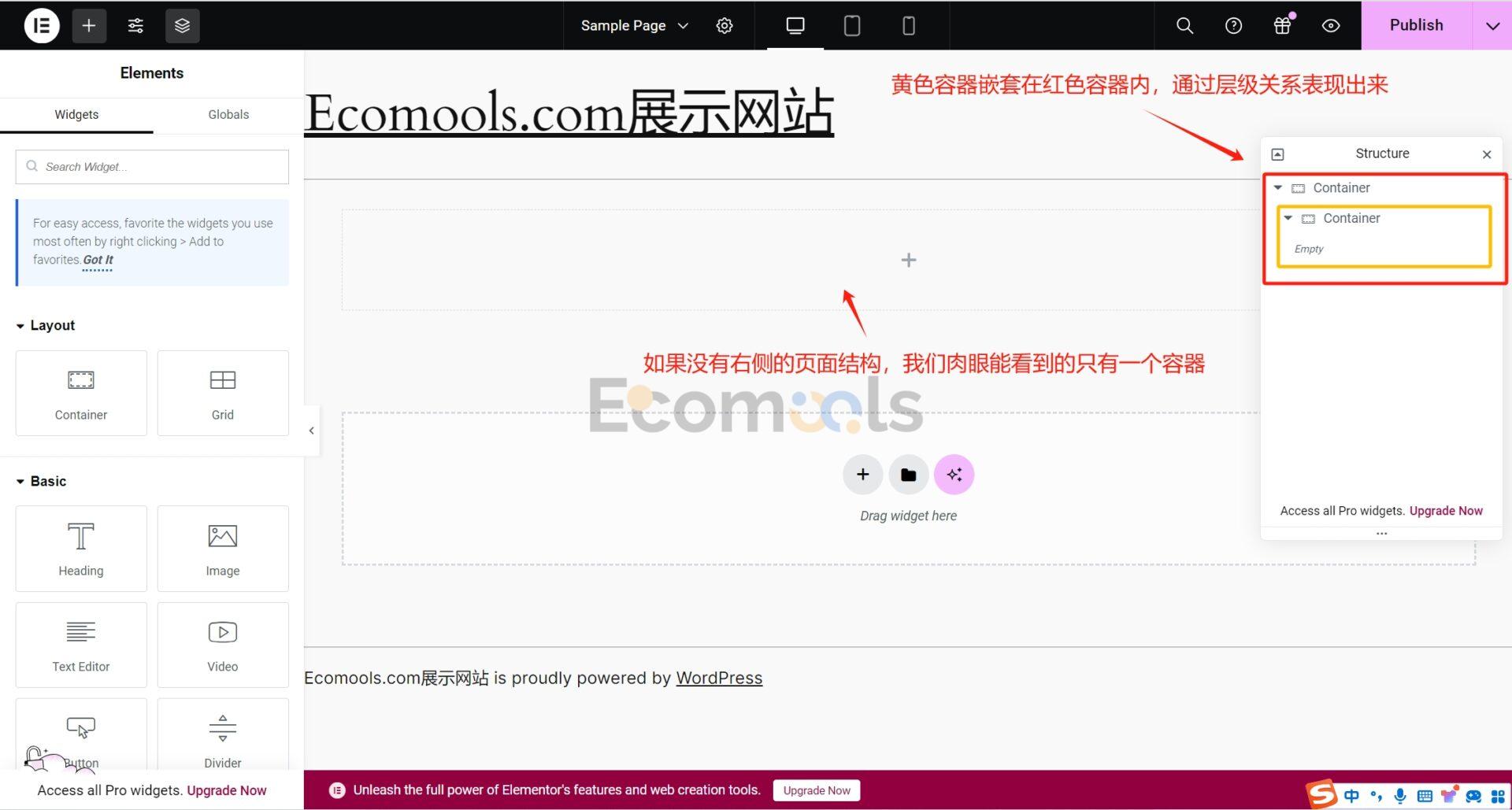 Elementor基础：Container（容器）和Layout（布局）详解